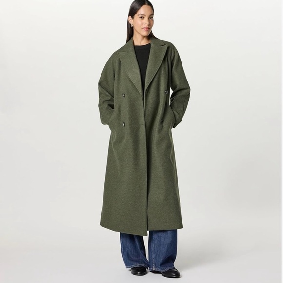 The Drop | Women’s Heather Olive Green Double Breasted Long Overcoat M NWT - Picture 3 of 7